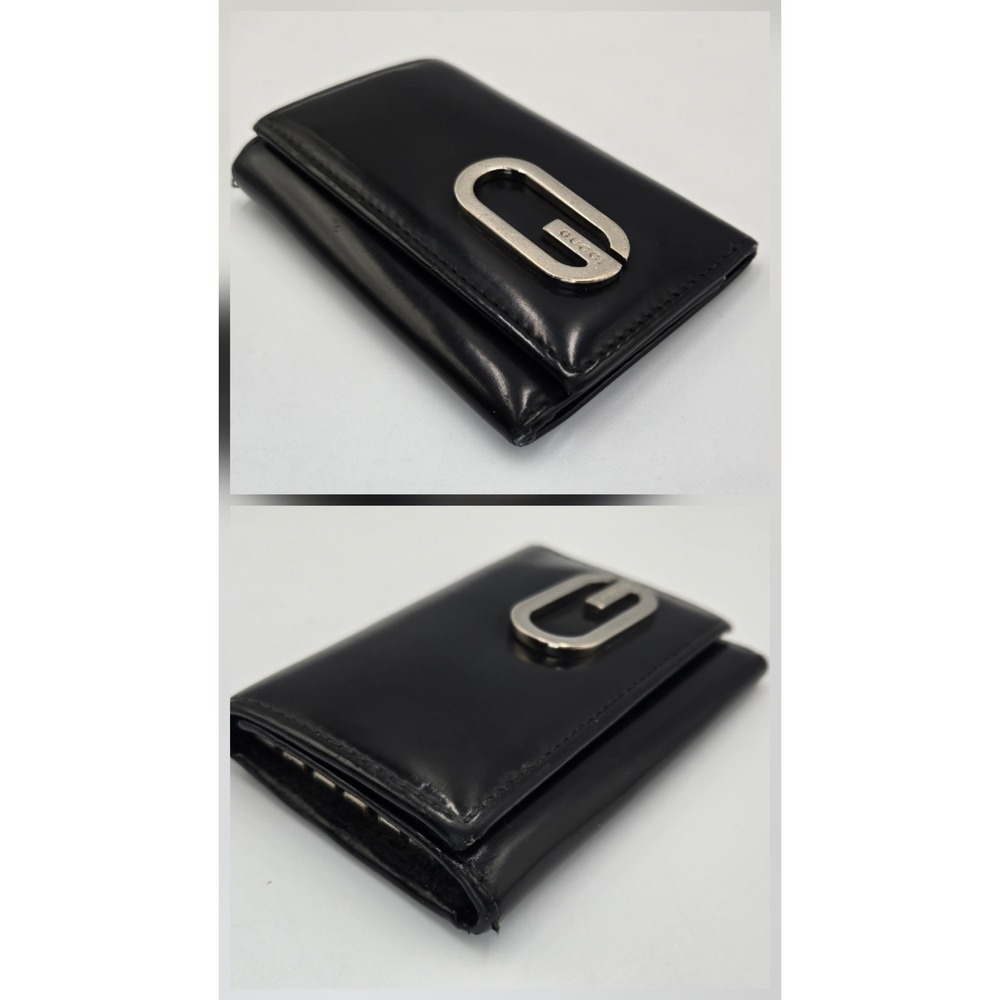 Gucci Vintage Black Leather 6 Hook Key Case Holder Silver G Logo Made in Italy - Picture 6 of 8